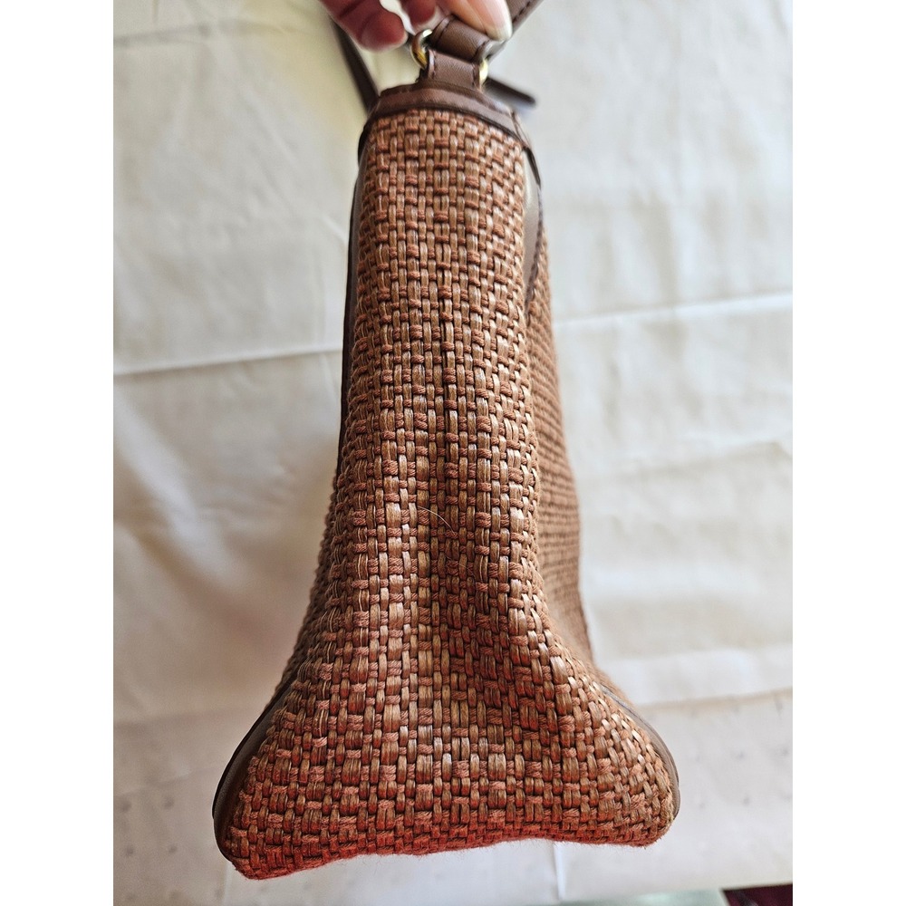 Relic Brown Woven Shoulder Bag With Leather Trim Adjustable Strap For Women - Picture 8 of 12